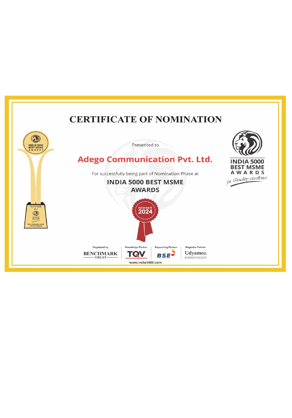 Certificate of Nomination